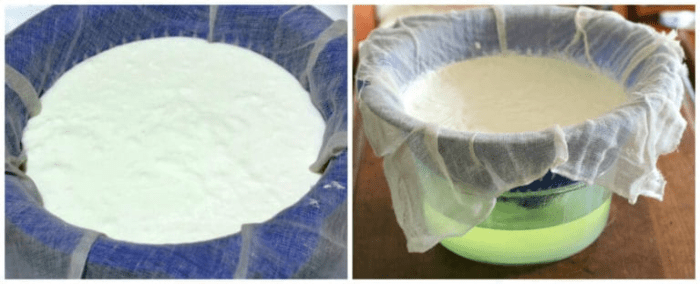 الحصول على (اللبنة الصحية)
نصفي الزبداي بقطعة (شاش)